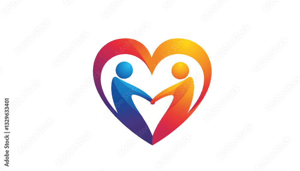 Fototapeta premium Two abstract figures forming a heart shape, celebrating love