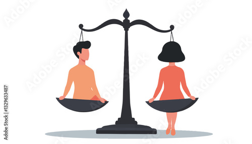 Balanced representation of same-sex couple on scale, equality concept