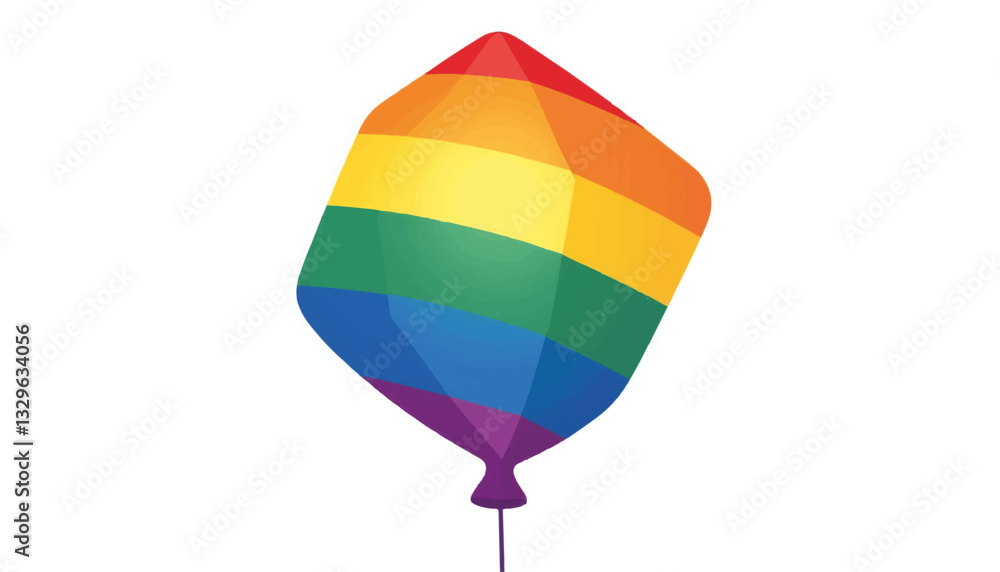 Fototapeta premium Colorful pride balloon in geometric cube shape, celebration of diversity