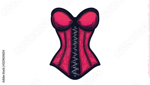 Stylish pink corset illustration with geometric design, fashion concept
