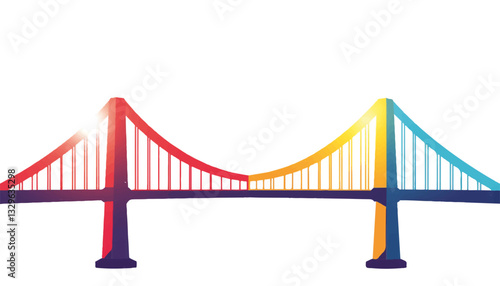Stylized rainbow bridge illustration representing connection, unity