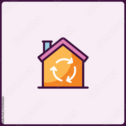 Recycling home icon vector illustration for environmentally friendly houses