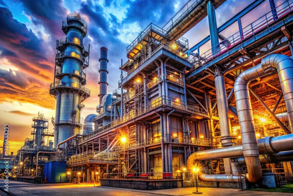 Fototapeta premium Industrial Power Plant: Advanced Machinery & Energy Generation - High-Resolution Architectural Photography