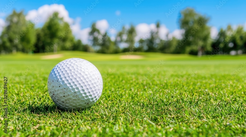 Extreme closeup of golf ball dimples on lush green grass nature photography outdoor scene Extreme closeup of golf ball dimples on lush green grass nature photography outdoor scene