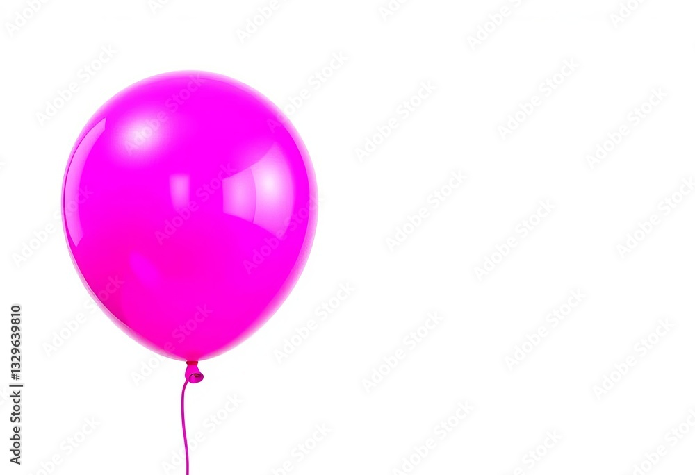 A vibrant magenta balloon, perfectly isolated against a pure white background, celebration, anniversary A vibrant magenta balloon, perfectly isolated against a pure white background, celebration, anniversary