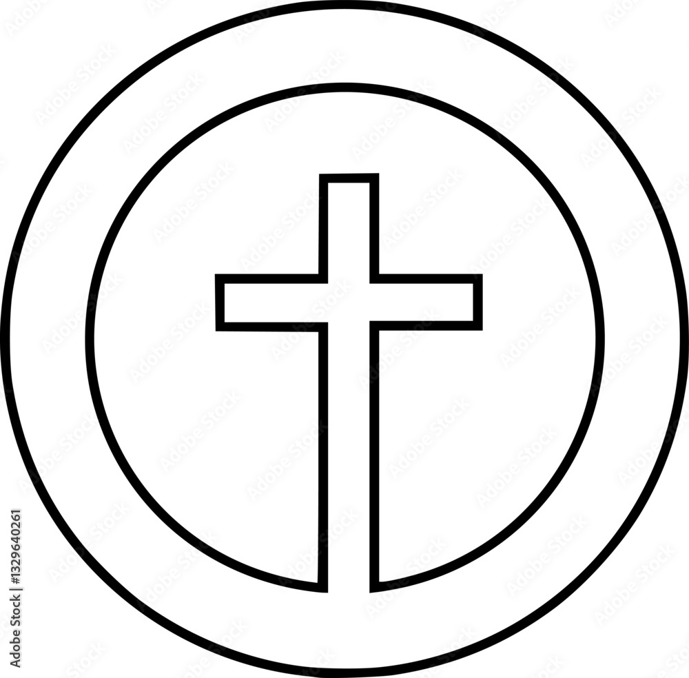 Line art christian cross. Christian cross vector sign isolated on transparent background. Vector illustration.
Line art christian cross. Christian cross vector sign isolated on transparent background. Vector illustration.