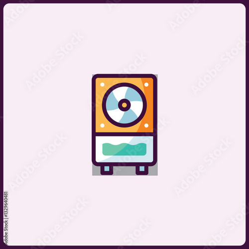 Charming Flat Design Illustration of an Evaporative Cooler in Warm Tones