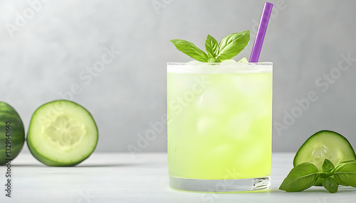Refreshing Cucumber Basil Iced Drink