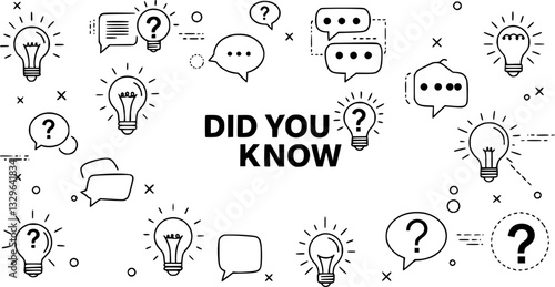 Did you know banner design. Box frame with bulb. Template with message speech bubble and question mark. Vector illustration.
