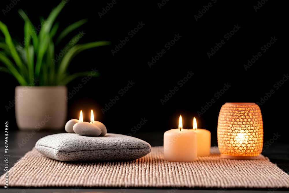 Relaxing spa scene with candles and stones (1) Relaxing spa scene with candles and stones (1)