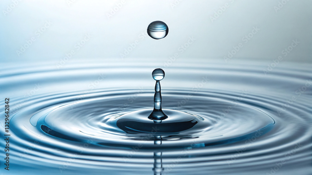 Blue water droplet splashing on a clear surface Blue water droplet splashing on a clear surface