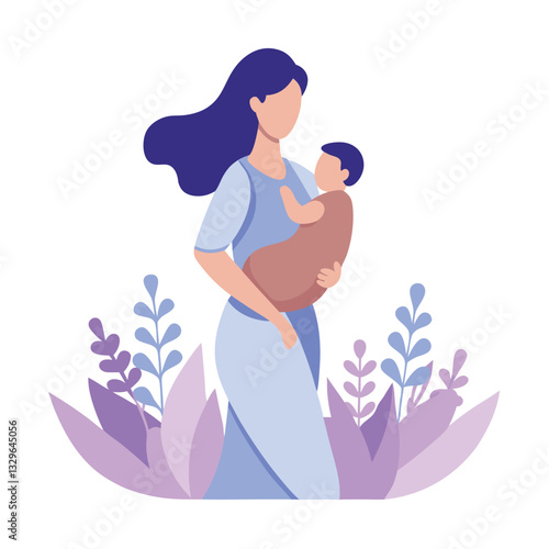 Happy Mother's Day: Mom and Baby Sling Walk joy love care girl cute   