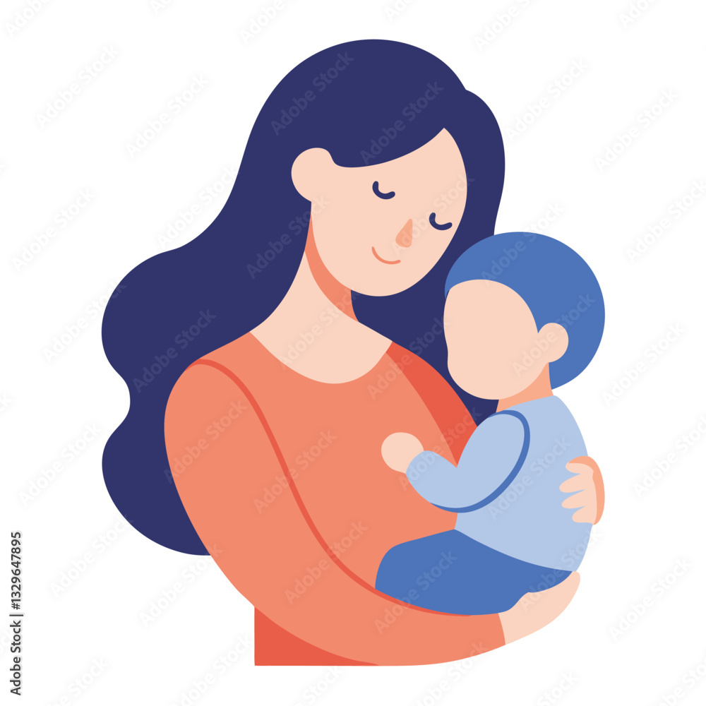 Tender Mother's Day: Mom & Sleeping Toddler Embrace Hug Art Kid Baby Tender Mother's Day: Mom & Sleeping Toddler Embrace Hug Art Kid Baby