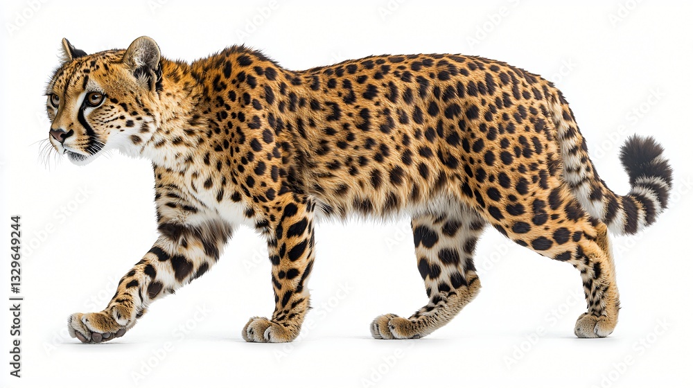 Cheetah Walking Profile White Background Cheetah Walking Profile White Background