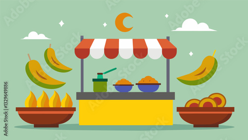 The intoxicating smell of fried plantains and carne asada wafting from the stand tempting passersby to try more than just the baleadas.. Vector illustration