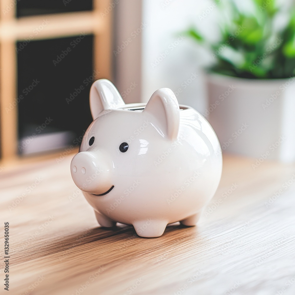 A playful pig figurine displayed on a table surrounded by decorative elements for a fun setting A playful pig figurine displayed on a table surrounded by decorative elements for a fun setting