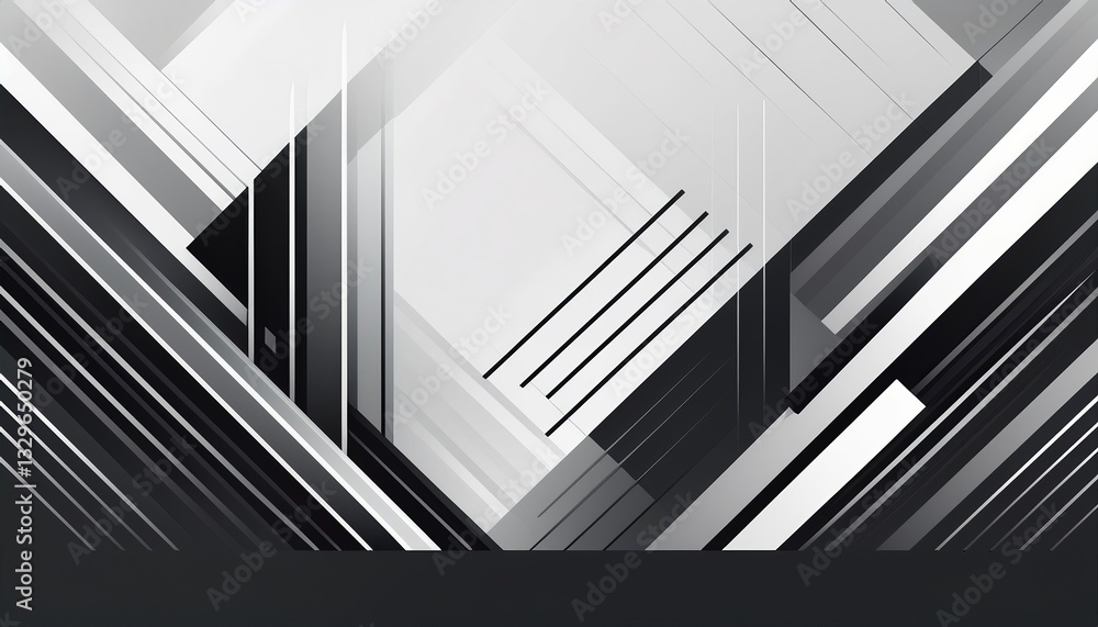 Obraz premium Minimalist geometric illustration with clean lines and sharp angles, monochrome color scheme