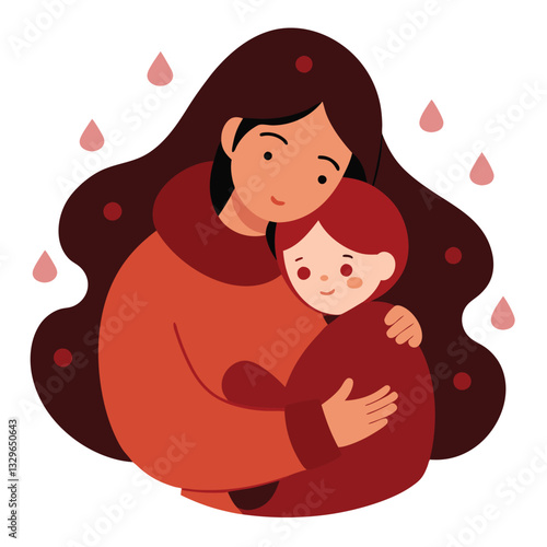 Rainy Day Cuddles: A Mother's Love on Mother's Day hug art cozy warm  