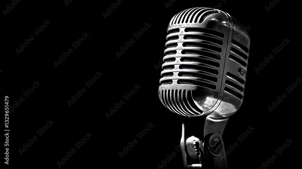 Fototapeta premium Classic microphone in dramatic lighting.