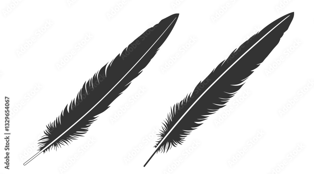 Black Vector Silhouettes of Feathers Black Vector Silhouettes of Feathers