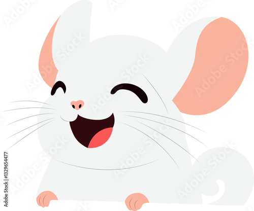 Happy White Chinchilla Cartoon