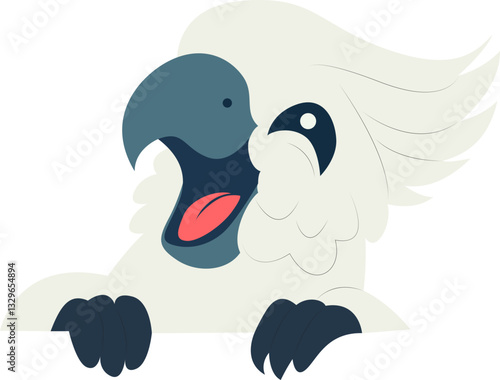 Happy White Cockatoo Peeking