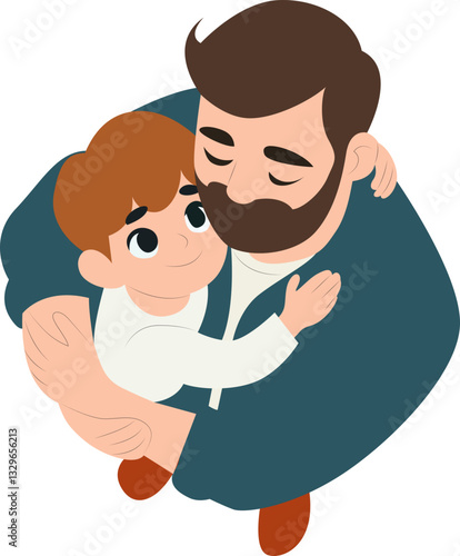 Father Son Hugging Love Cartoon