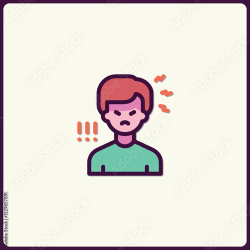 Vector Icon Illustration Depicting Frustration and Exasperation in Vivid Colors