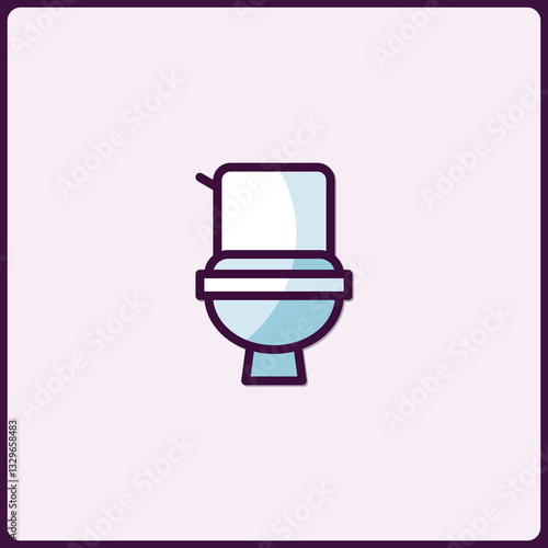 Modern lavatory toilet icon with light blue water and minimalist design