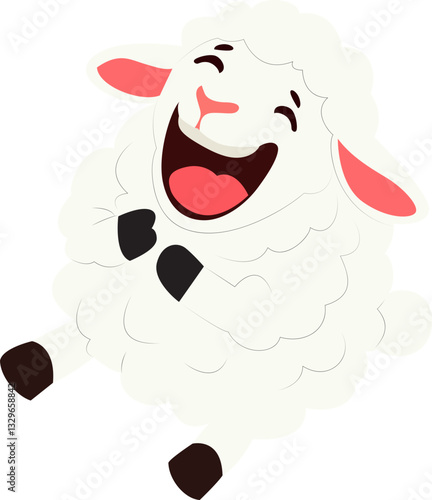 Happy Cartoon Sheep Laughing