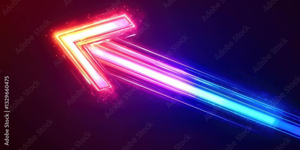 A colorful arrow is shown in the image, with a red and blue stripe A colorful arrow is shown in the image, with a red and blue stripe