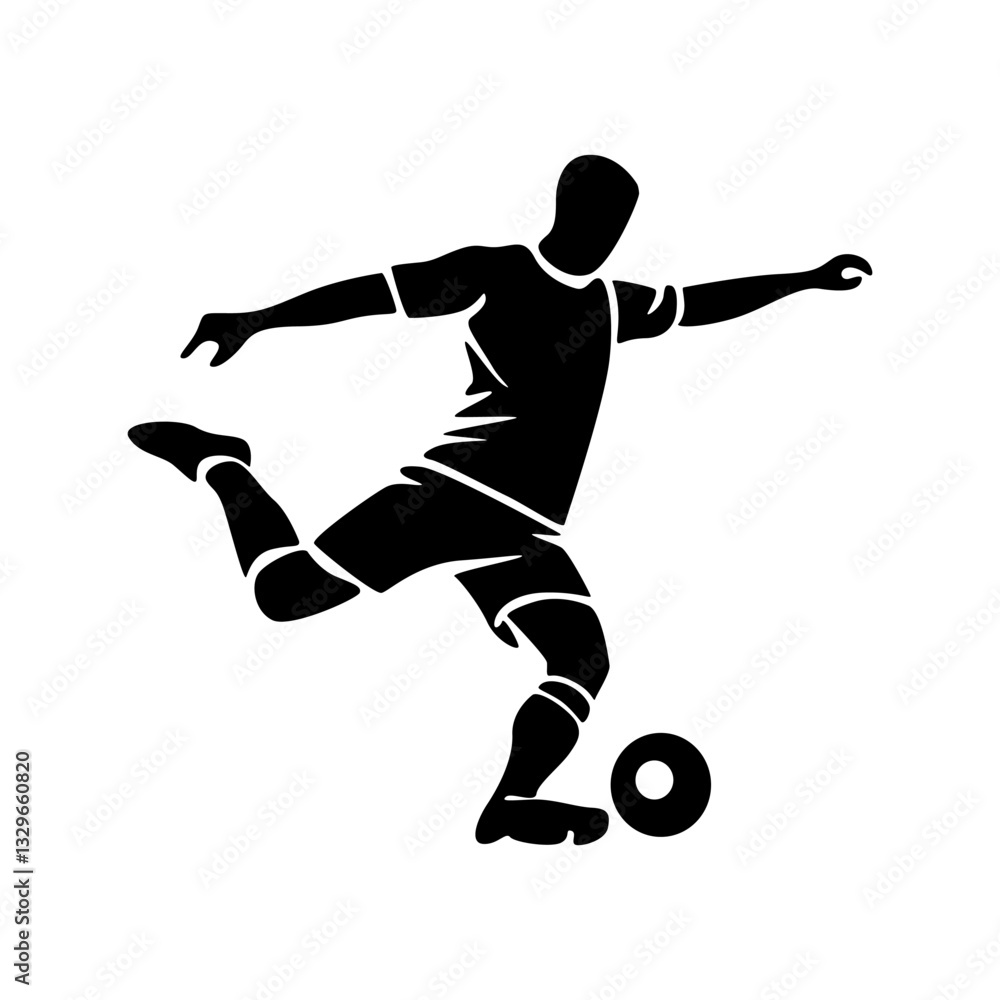 Soccer player running with ball, footballer isolated vector silhouette, football player Soccer player running with ball, footballer isolated vector silhouette, football player