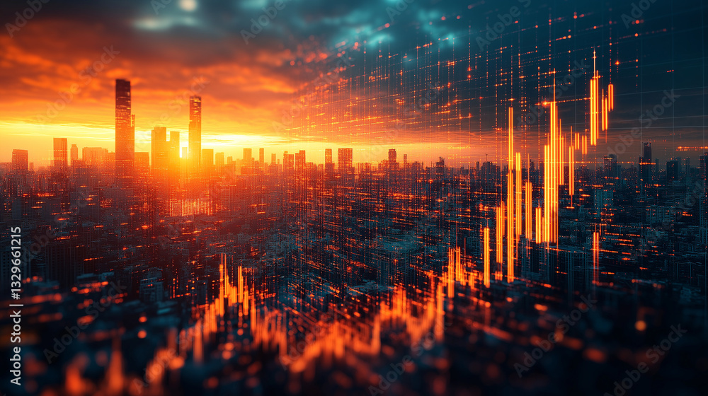 Fototapeta premium Business with technology, high technology for future. Generative AI Illustration.