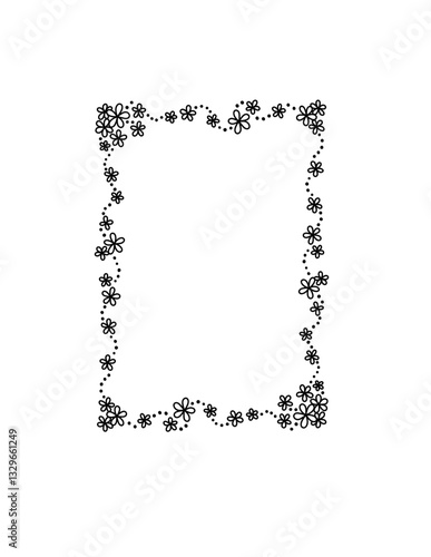 Hand drawn ditsy daisy flower frame vector - 4x6 inch 