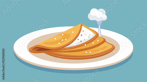 The crepes were sprinkled with a dusting of powdered sugar adding a touch of elegance to the already delectable dish.. Vector illustration