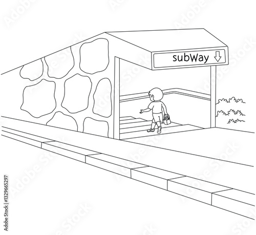 Cute cartoon hand drawn vector subway coloring age.