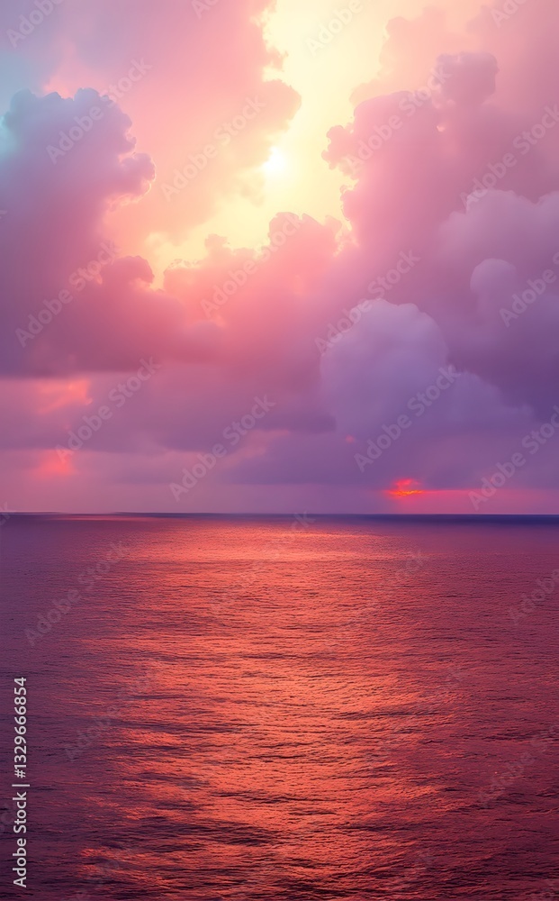 Obraz premium Serene Pastel Clouds with Soft Sunlight: A Dreamy Sky Background