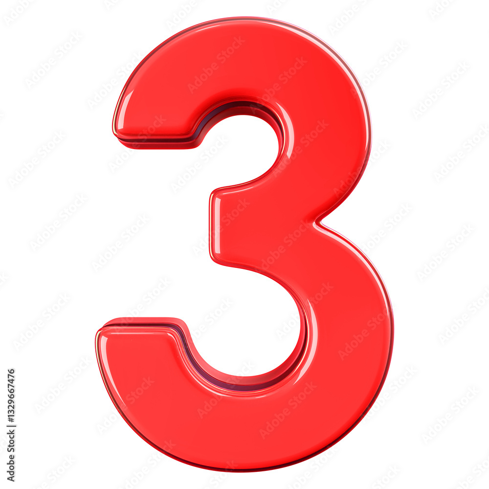 3D Red Number 3 3D Red Number 3