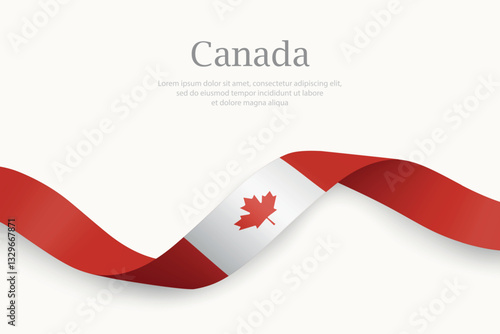 Canada flag on Waving ribbon