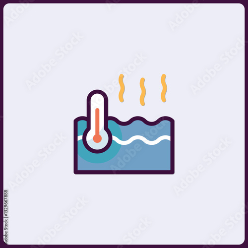 Vector illustration representing hot tub with thermometer icon indicating temperature