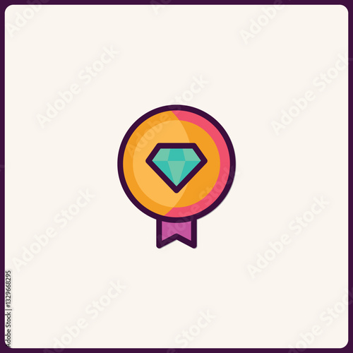 Stylized diamond quality badge icon with vibrant color scheme rendering Free Download Stylized diamond quality badge icon with vibrant color scheme rendering - GFXLoad