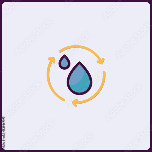 Water Cycle Graphic: Eco-Friendly Water Conservation and Reuse Concept