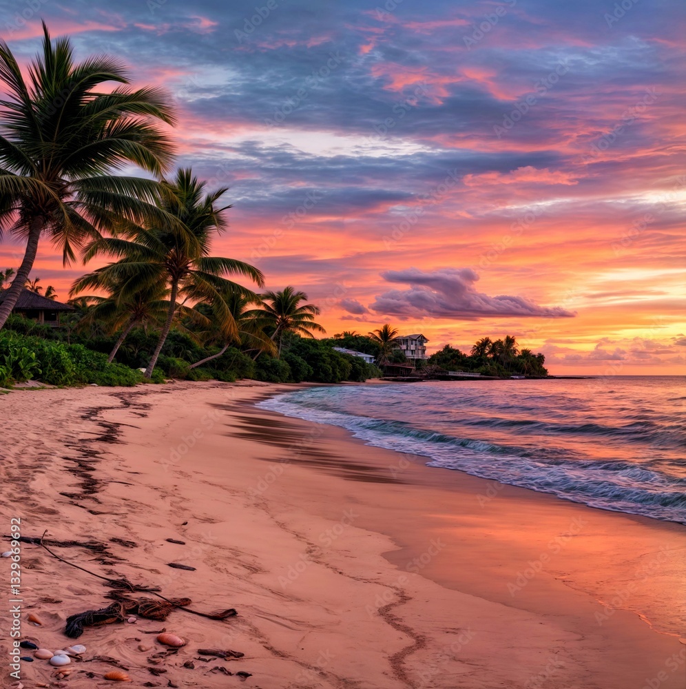 Fototapeta premium Beautiful sunset on the beach