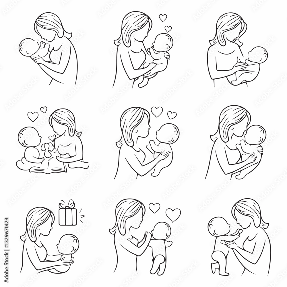 Child care line icon set. Breastfeeding, childhood, parent, pediatrician, toddler, mother, father, Family, icons set. Baby care, thin line design. Motherhood and fatherhood, linear symbols collection. Child care line icon set. Breastfeeding, childhood, parent, pediatrician, toddler, mother, father, Family, icons set. Baby care, thin line design. Motherhood and fatherhood, linear symbols collection.