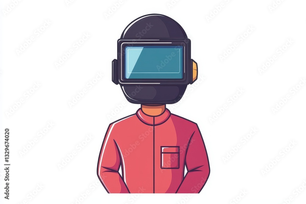 Cartoon Character with Helmet and Jumpsuit in Flat Design Style Cartoon Character with Helmet and Jumpsuit in Flat Design Style