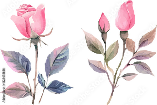 set of pink and green leaves