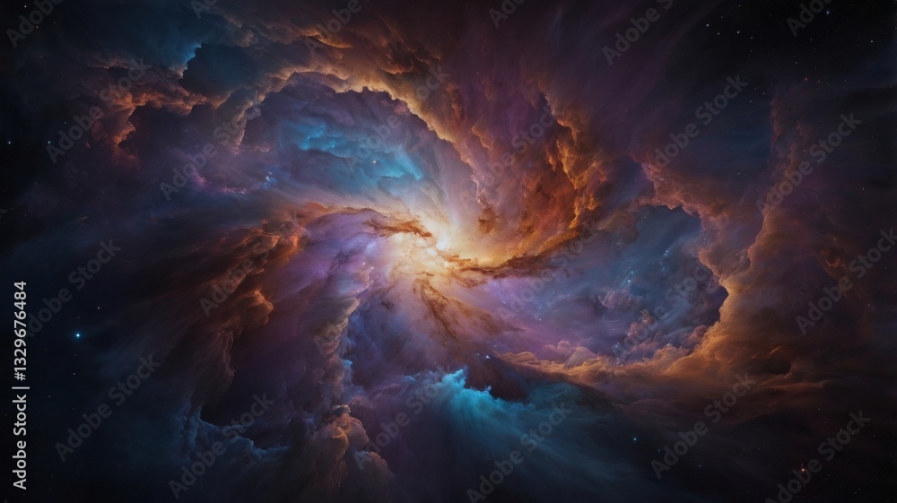 Golden Spiral Galaxy - Majestic Cosmic Swirl in Deep Space Golden Spiral Galaxy - Majestic Cosmic Swirl in Deep Space
