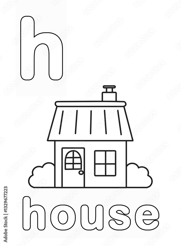 Fototapeta premium Alphabet Coloring Page for Kids. Children's Coloring Activity sheet. Cute Hose Illustration to Color.