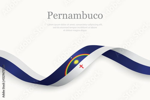 Bild auf Leinwand Pernambuco flag on Waving ribbon. State of Brazil