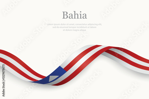 Bahia flag on Waving ribbon. State of Brazil